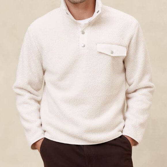 Banana Republic Factory Other - Banana Republic Factory Sherpa Quarter Snap, Cream, Large NWT